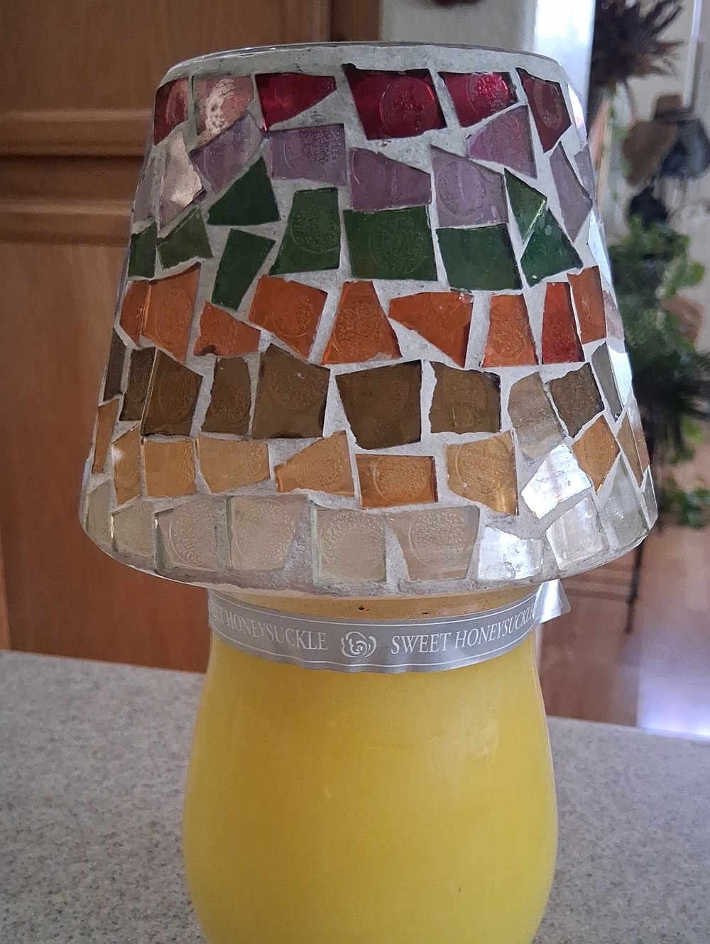 Home Interiors Mosaic Glass Candle Holder Shade